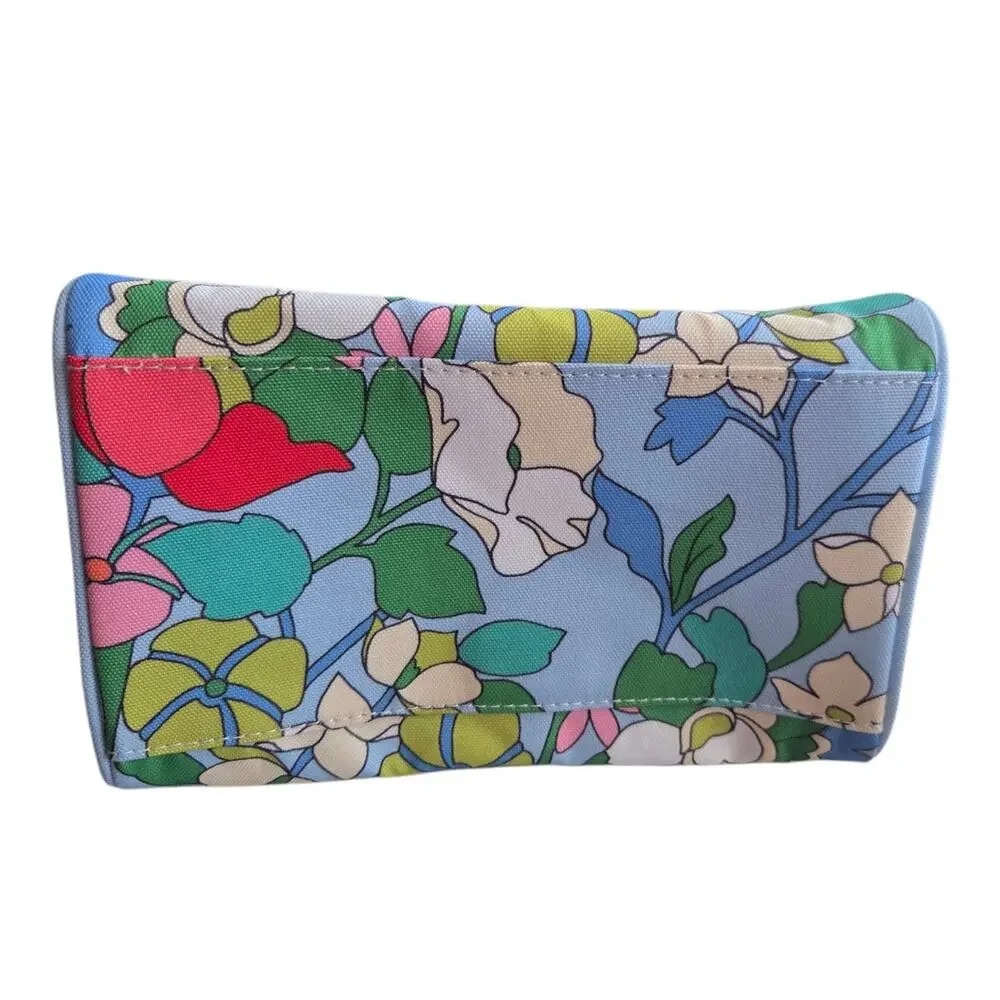 Kate Spade Light Blue Flower Bed Print Soft Cooler Lunch Bag Insulated Lining